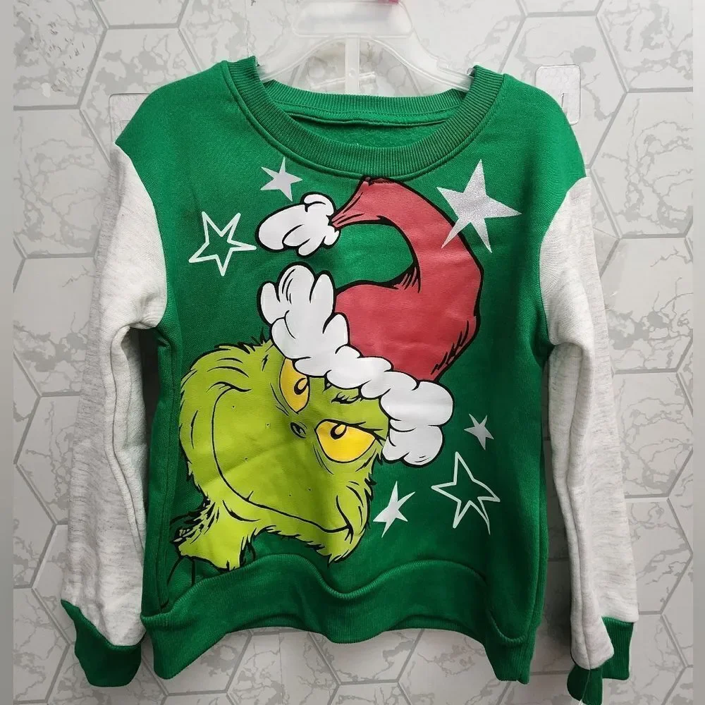 Nwt Girls' The Grinch Dreamy Fleece Pullover Sweatshirt Green, Size: XS